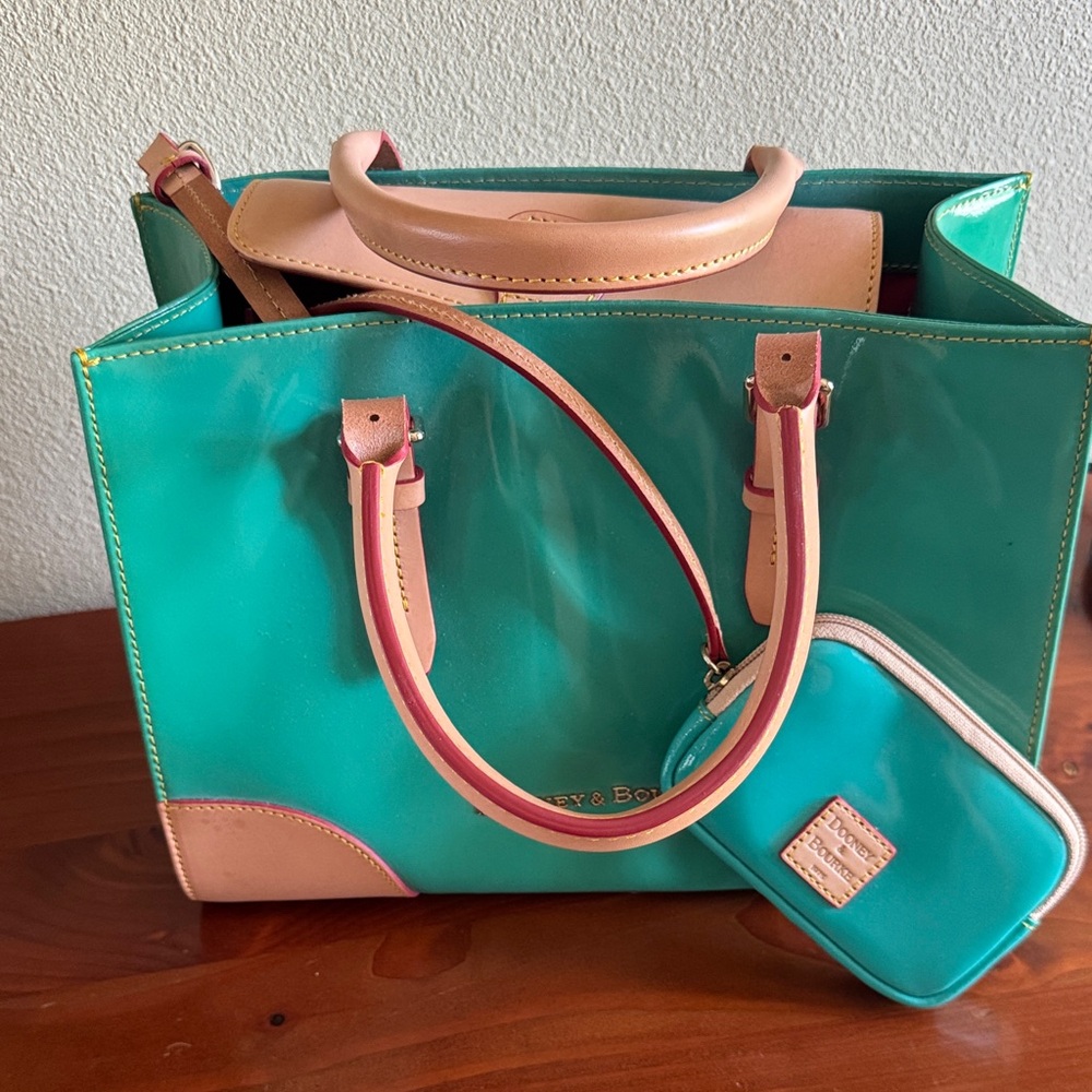 Dooney & Bourke Aqua and Beige Tote